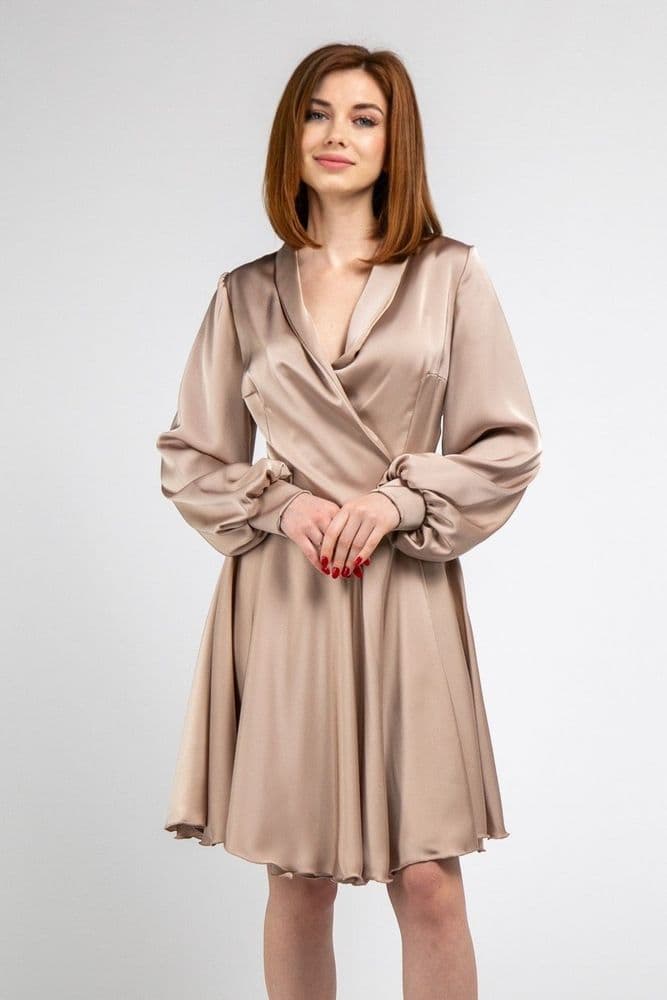 Платье мини на запах ONE SIZE (беж) — 1