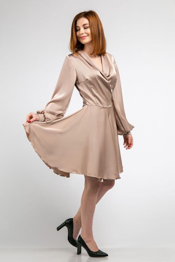 Платье мини на запах ONE SIZE (беж) — 2