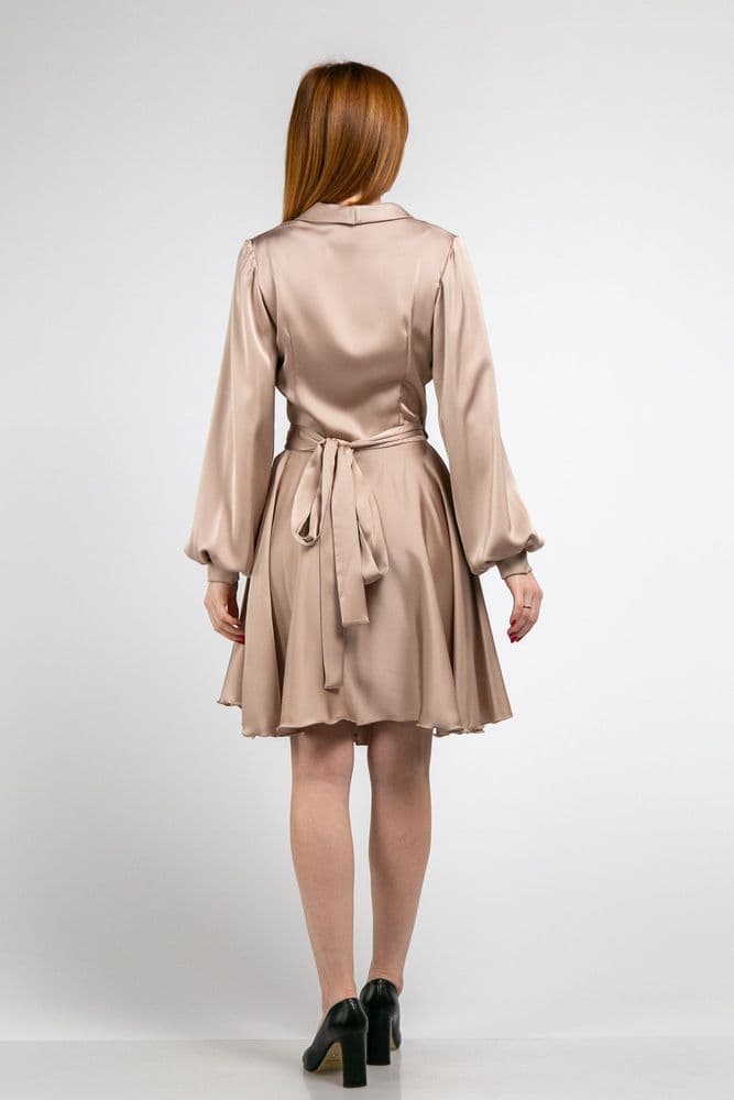 Платье мини на запах ONE SIZE (беж) — 3