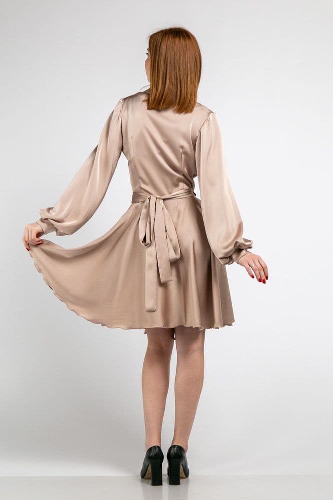 Платье мини на запах ONE SIZE (беж) — 4