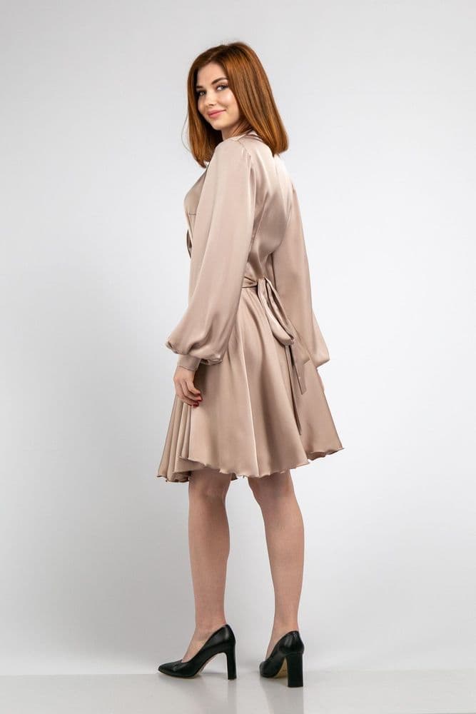 Платье мини на запах ONE SIZE (беж) — 5