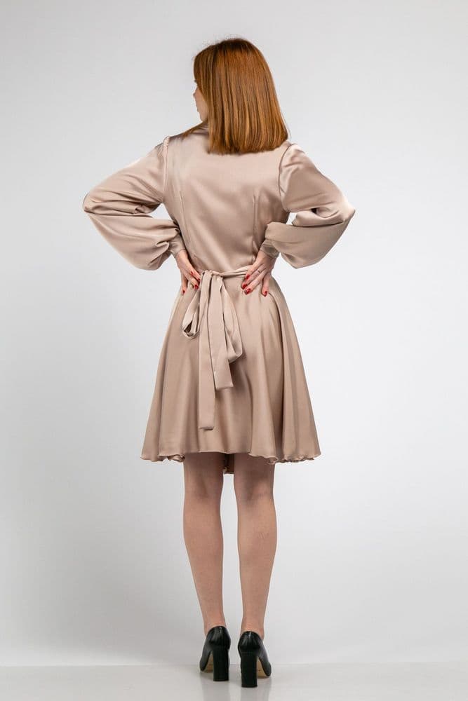 Платье мини на запах ONE SIZE (беж) — 6