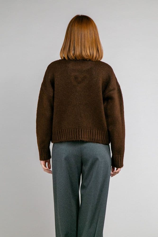 Свитер с сердечком ONE SIZE (коричневый) — 4