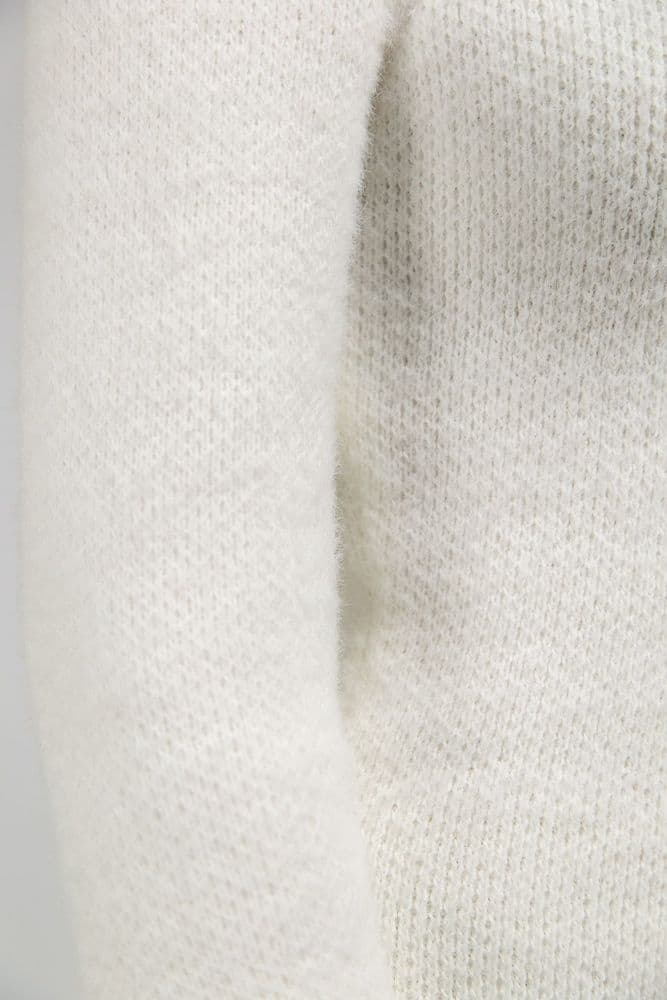 Платье мини силуэтное трикотажное ONE SIZE (молочный) — 6