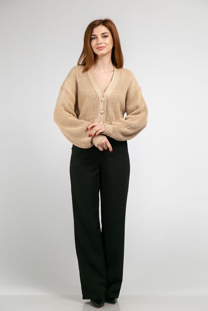 Кардиган короткий с золотыми пуговицами ONE SIZE (беж) — 2