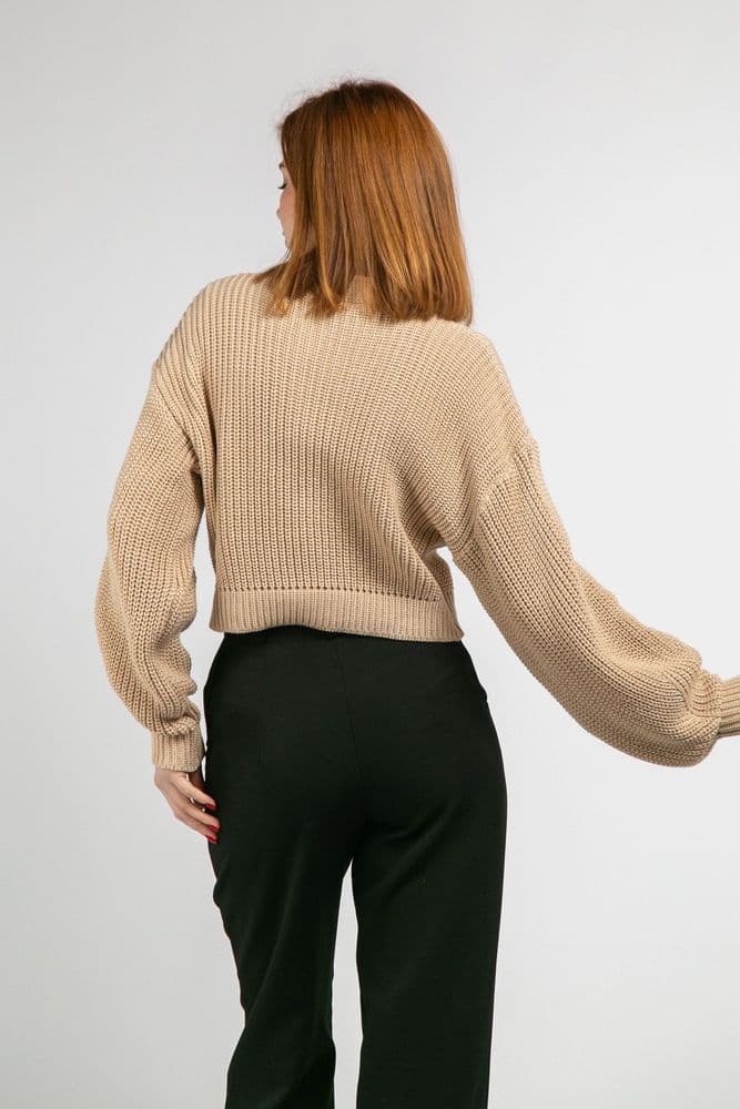Кардиган короткий с золотыми пуговицами ONE SIZE (беж) — 5