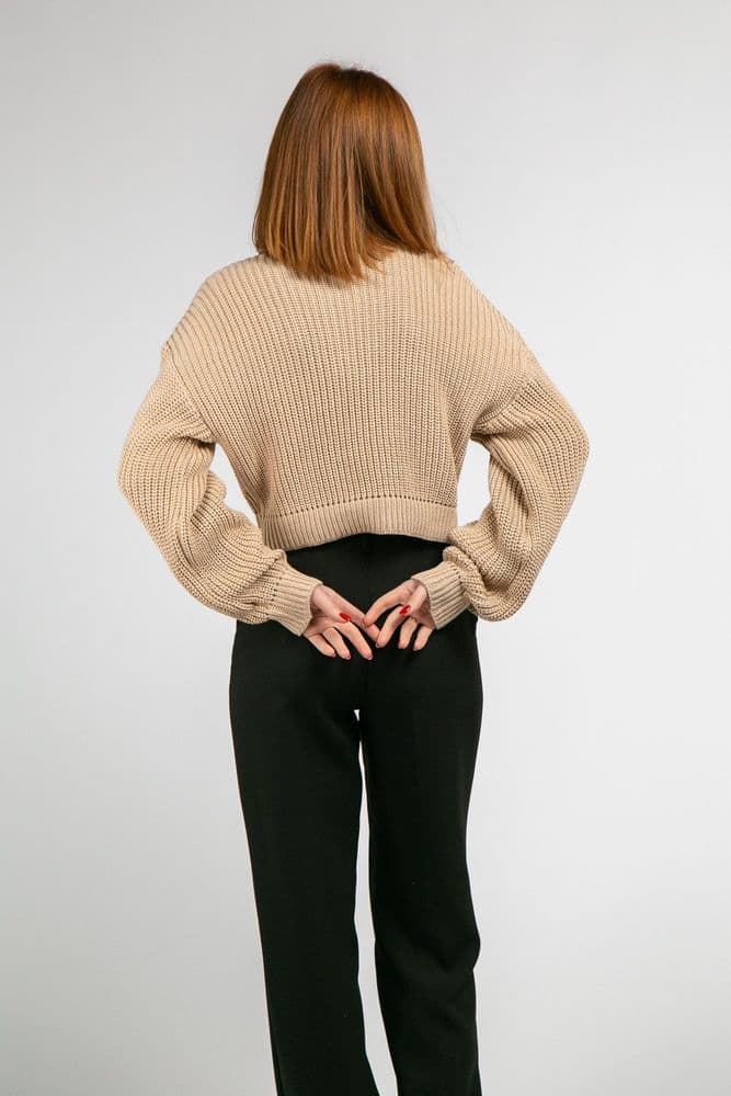 Кардиган короткий с золотыми пуговицами ONE SIZE (беж) — 6