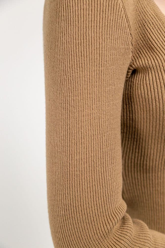 Плаття міді з розрізом і зав'язками ONE SIZE (кемел) — 6