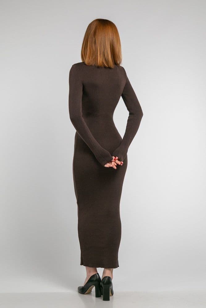 Платье миди с вырезом ONE SIZE (коричневый) — 5