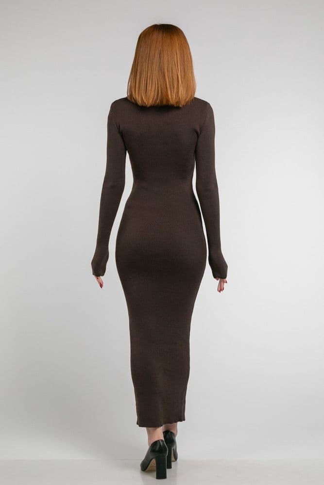 Платье миди с вырезом ONE SIZE (коричневый) — 6