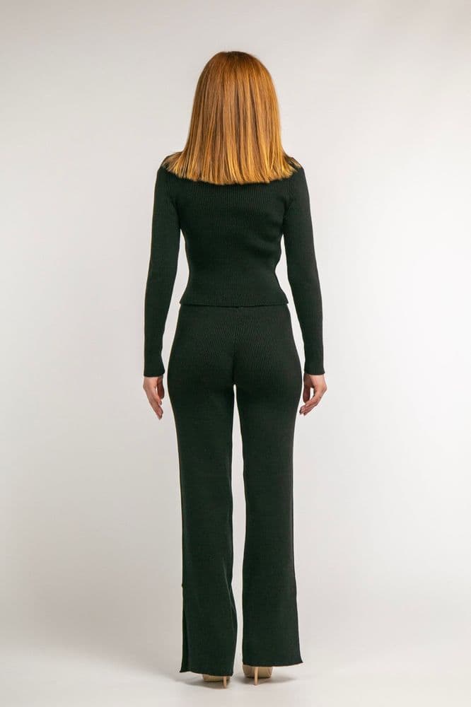 Костюм трикотажний кофта+брюки на молнії ONE SIZE (чорний) — 2