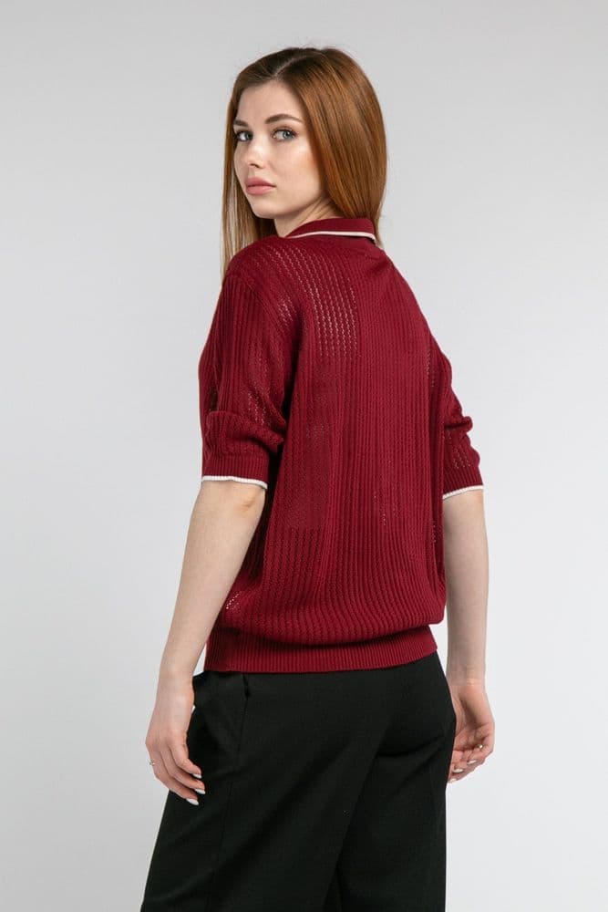 Джемпер ажурный ONE SIZE (бордовый) — 4