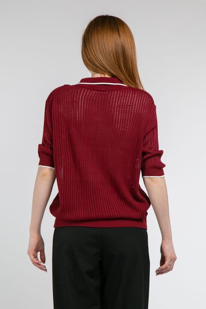 Джемпер ажурный ONE SIZE (бордовый) — 6
