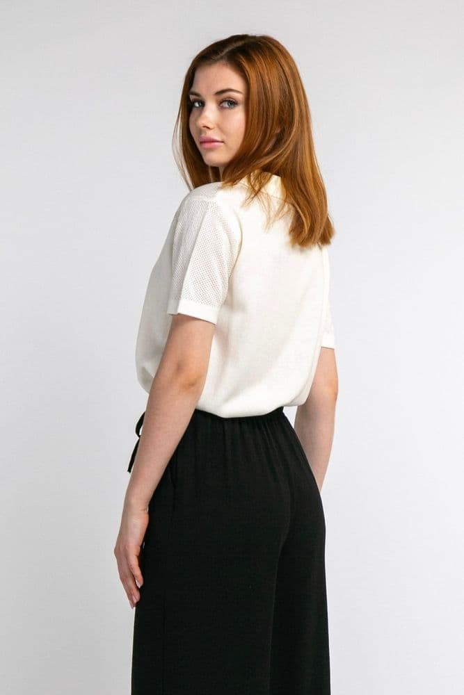 Джемпер з коротким рукавом ажурний ONE SIZE (молочний) — 4