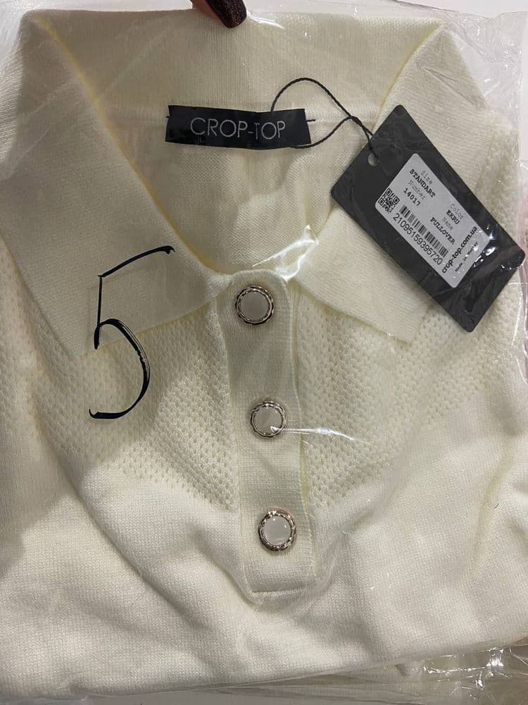 Джемпер з коротким рукавом ажурний ONE SIZE (молочний) — 5