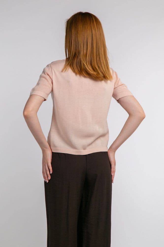 Джемпер с коротким рукавом ажурный ONE SIZE (розовый) — 1