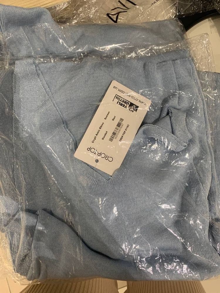 Плаття трикотажне з поясом міді ONE SIZE (блакитний) — 6