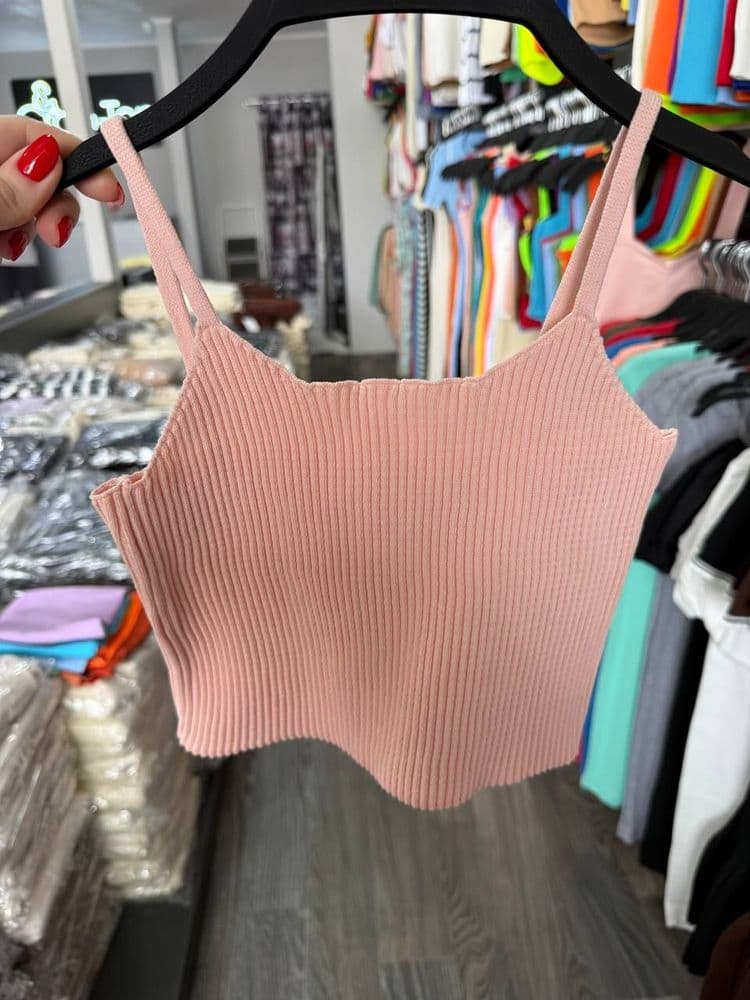 Топ короткий на бретелях ONE SIZE (розовый) — 2