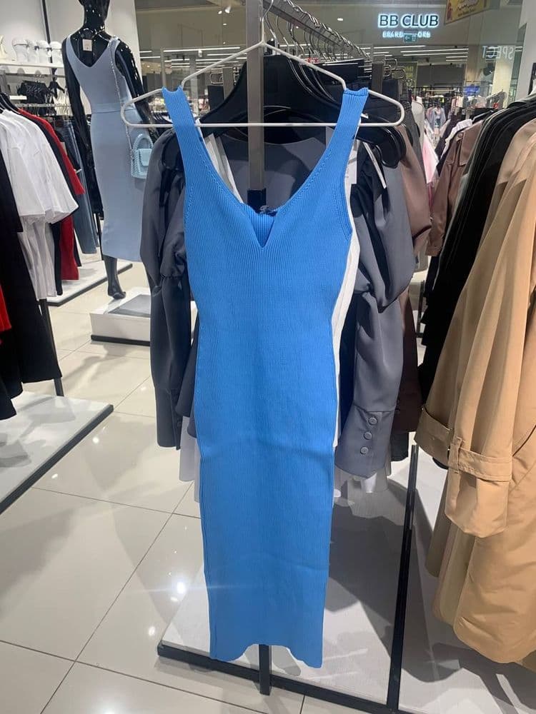 Плаття трикотажна міді ONE SIZE (синій світлий)