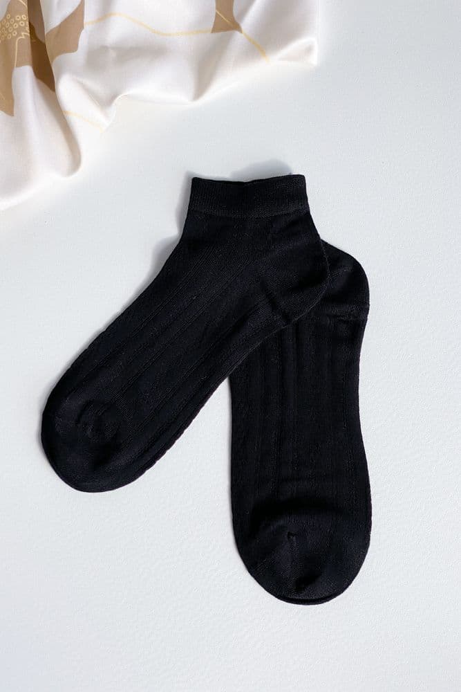 Носки короткие бамбук сетка сетка узор 36-41 (черный) — 1
