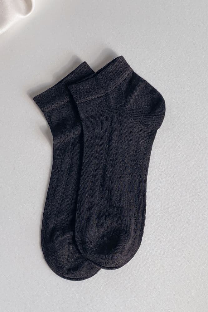 Носки короткие бамбук сетка сетка узор 36-41 (черный) — 2