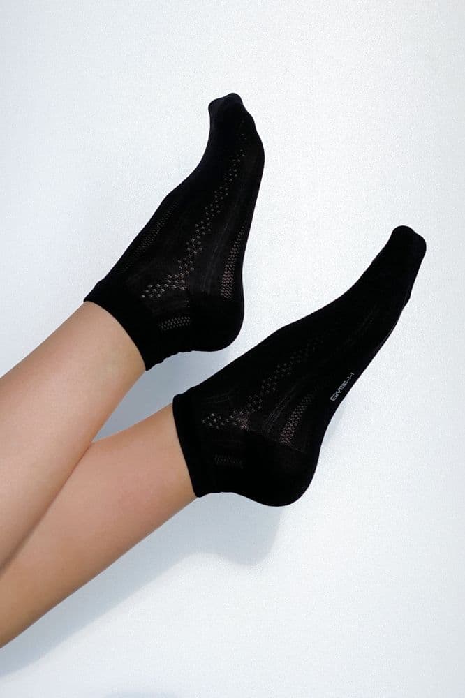 Носки короткие бамбук сетка сетка узор 36-41 (черный) — 3