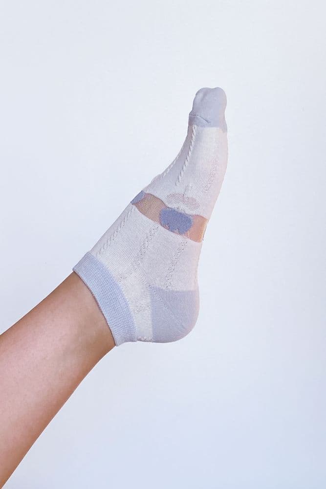 Носки короткие коттон рисунок тюльпан 36-41 (молочный+серый) — 3