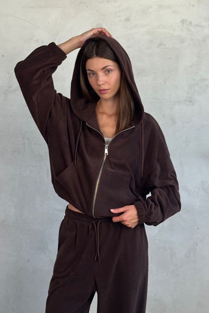 Костюм из кофты+брюки палаццо (коричневый) — 2