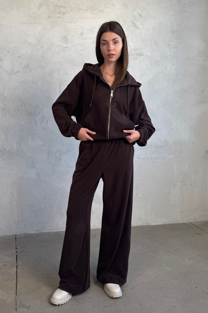 Костюм из кофты+брюки палаццо (коричневый) — 8