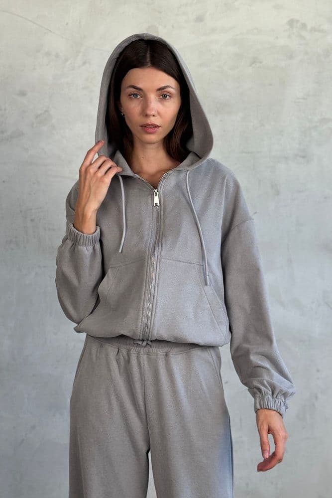 Костюм из кофты+брюки палаццо (серый) — 8
