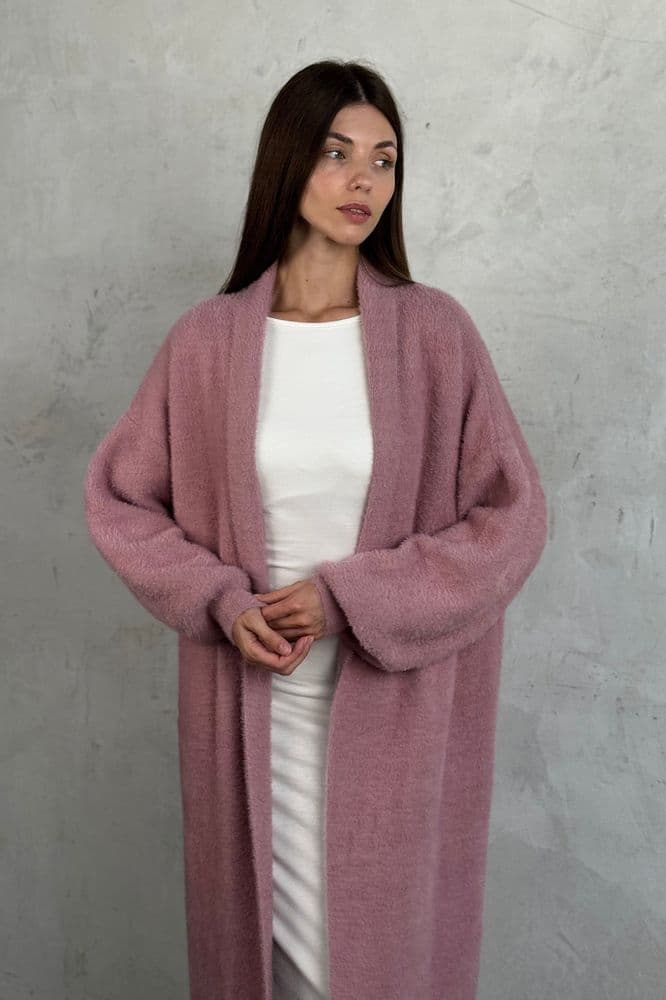 Кардиган макси с манжетами ONE SIZE (розовый) — 4