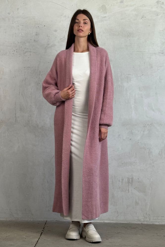 Кардиган макси с манжетами ONE SIZE (розовый) — 6