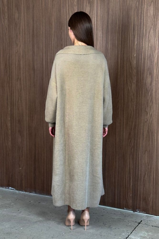 Кардиган максі з манжетами ONE SIZE (бежевий темний) — 6