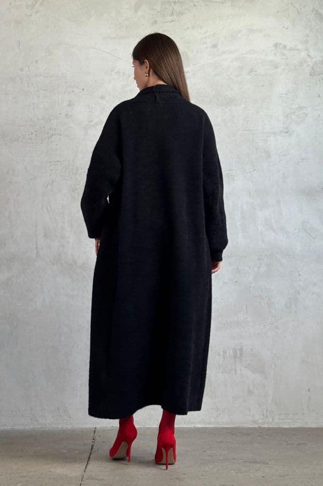 Кардиган макси с манжетами ONE SIZE (черный) — 5