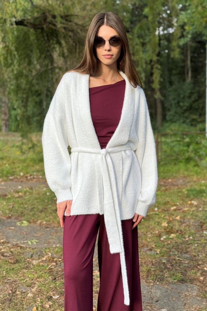 Кардиган короткий з паском ONE SIZE — 1