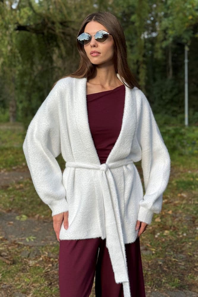 Кардиган короткий з паском ONE SIZE — 2
