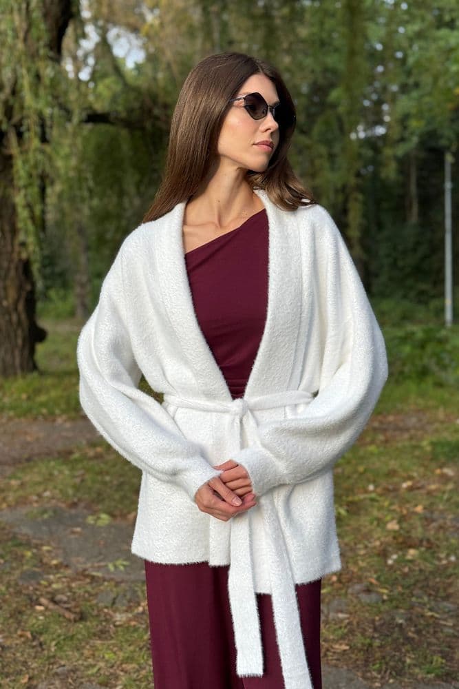 Кардиган короткий з паском ONE SIZE — 4