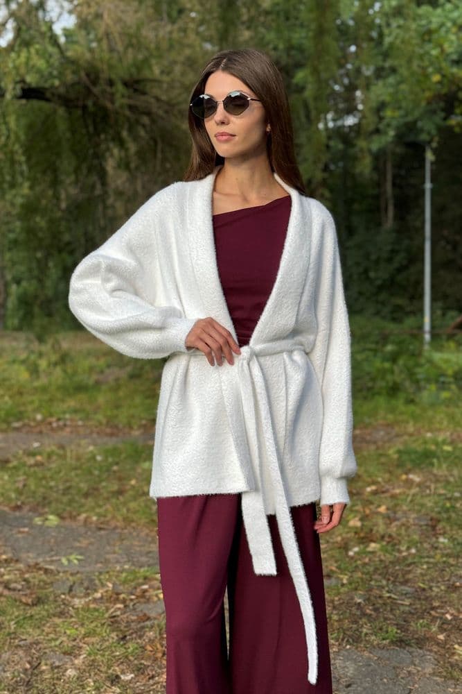 Кардиган короткий з паском ONE SIZE — 3