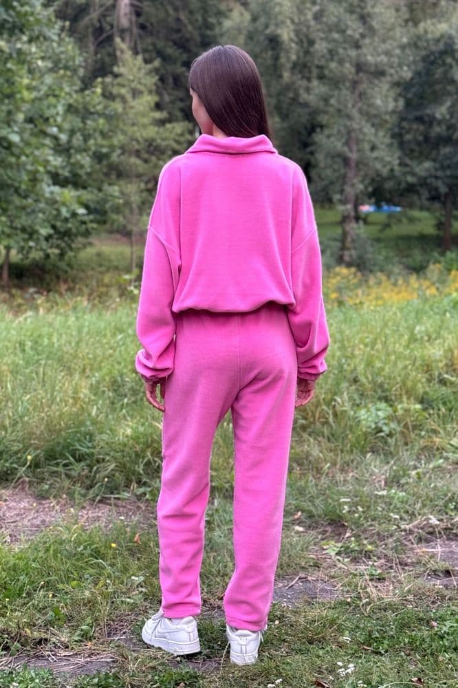 Костюм из флиса со стойкой на молнии (розовый) — 2