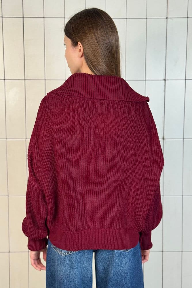 Джемпер короткий с молнией ONE SIZE (бордо) — 1