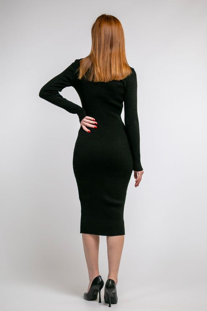 Плаття міді з рукавом облягаюче ONE SIZE (чорний) — 3