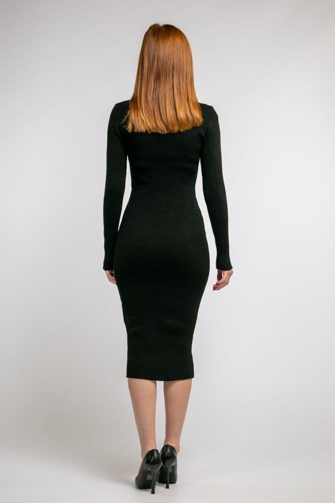 Плаття міді з рукавом облягаюче ONE SIZE (чорний) — 4