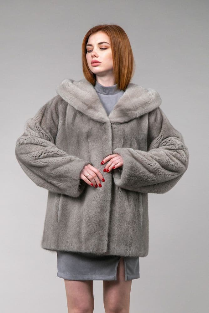 Полушубок з хутра норки Крістал (silverblue) — 2