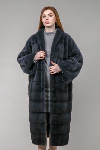 Шуба из меха норки кимоно (графит)