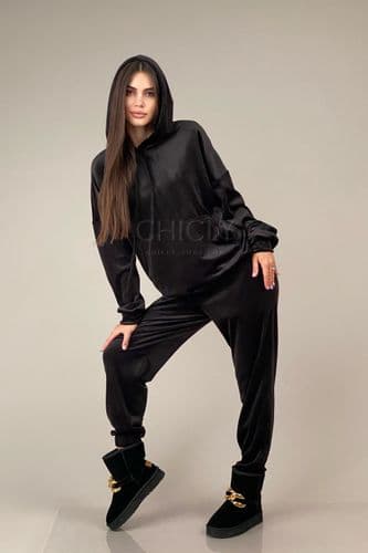 Костюм велюровый на флисе (черный)