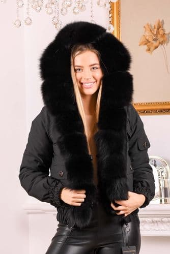 Короткая парка-бомбер Диала (черный)