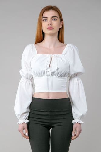 Блуза із зав'язками на грудях (білий)