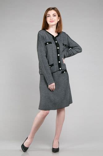 Костюм кофта+спідниця міні ONE SIZE (чорний+білий)