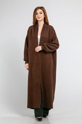 Кардиган макси с манжетами ONE SIZE (коричневый)