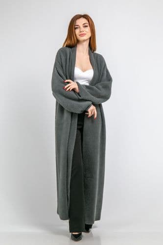 Кардиган макси с манжетами ONE SIZE (серый)